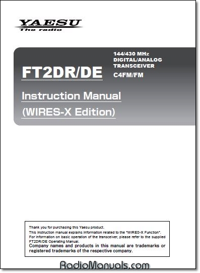 Yaesu FT2DR/DE Wires X Edition Instruction Manual