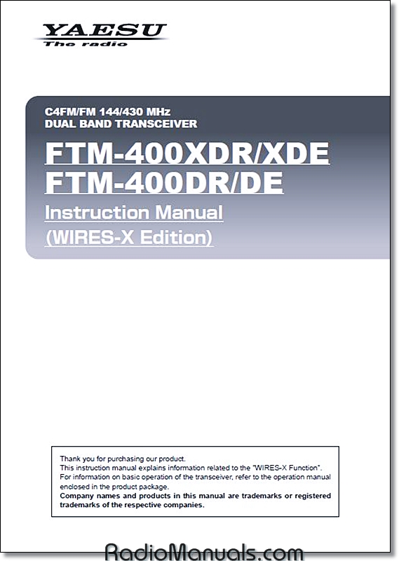 Yaesu FTM-400XDR/XDE Wires-X Instruction Manual - Click Image to Close