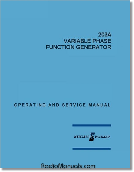 HP 203A Operating & Service Manual HP 203A Operating & Service Manual