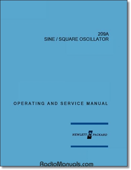 HP 209A Operating & Service Manual HP 209A Operating & Service Manual