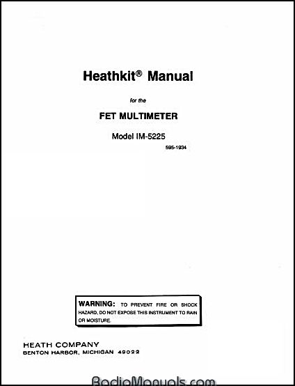 Heathkit IM-5225 Assembly and Instruction Manual - Click Image to Close