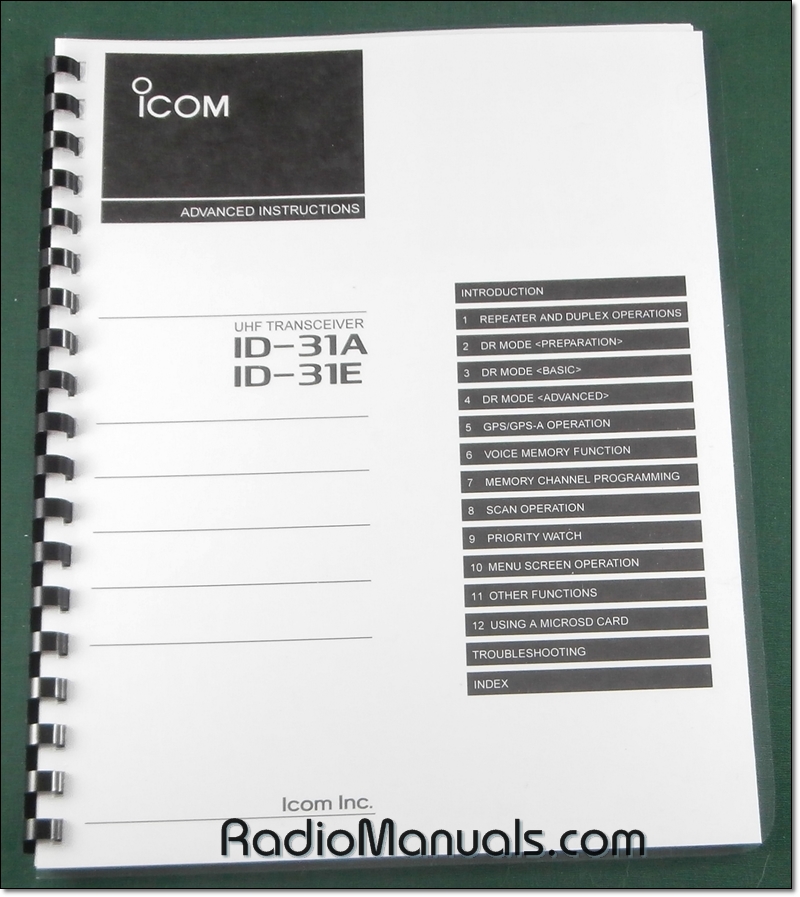 Icom ID-31A/E Advanced Instruction Manual Icom ID-31A/E Advanced Instruction Manual