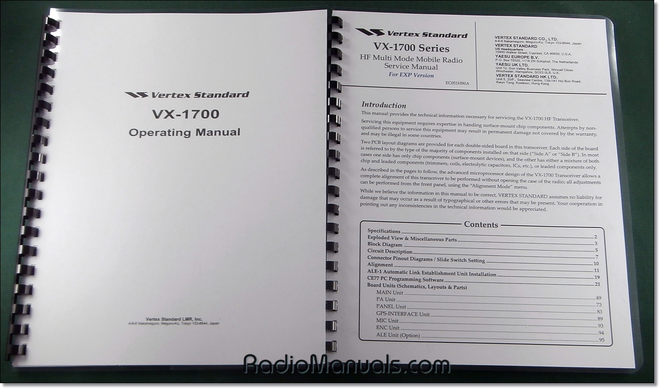 Yaesu / Vertex VX-1700 Service and Instruction Manuals