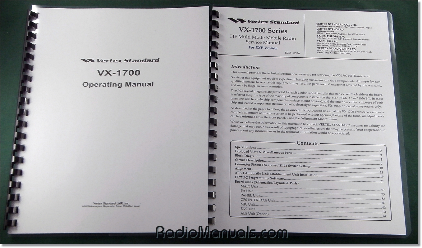 Yaesu / Vertex VX-1700 Service and Instruction Manuals - Click Image to Close