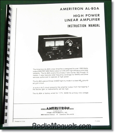 Ameritron AL-80A Instruction Manual