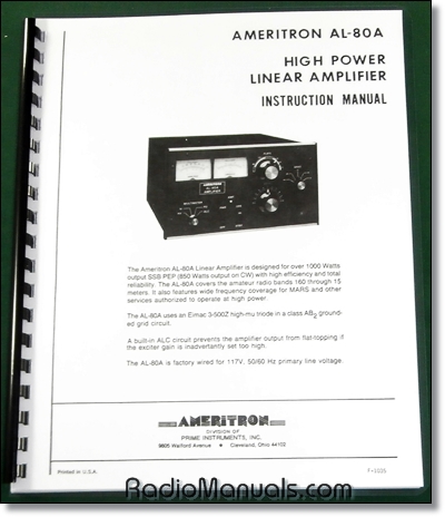 Ameritron AL-80A Instruction Manual - Click Image to Close