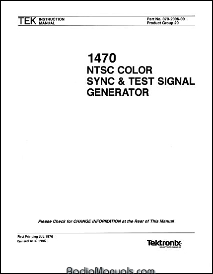 Tektronix 106 Instruction Manual P/N 070-0523-00 3209D-3 