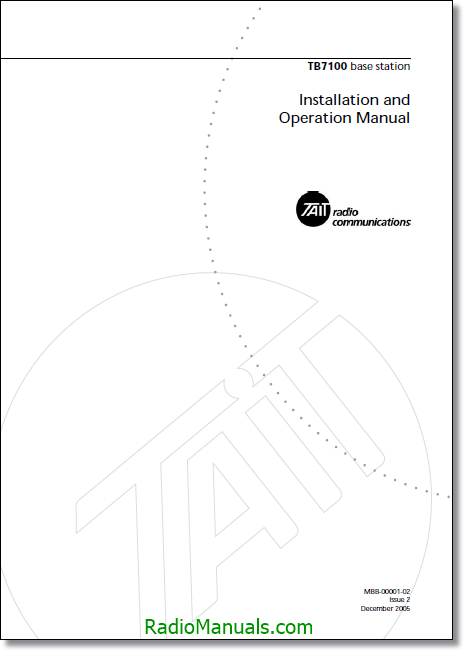 Tait TB7100 Installation & Operating Manual