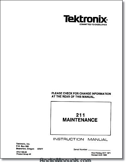 T932A T935A Instruction Manual Tektronix 070-2492-00 