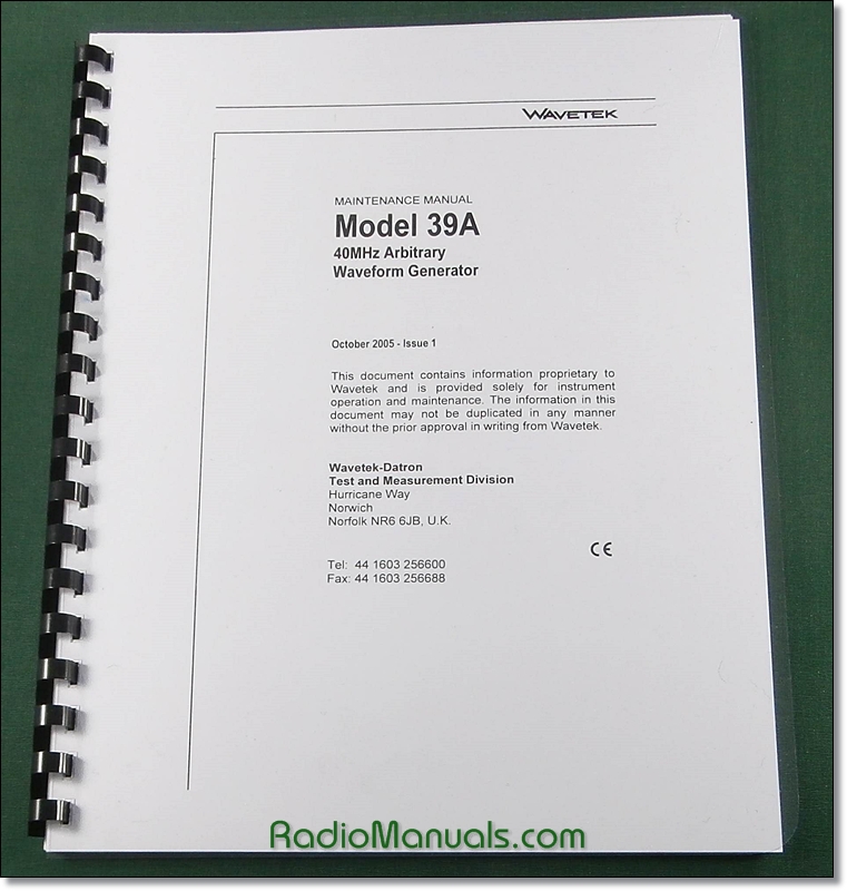 Wavetek 39A Maintenance Manual
