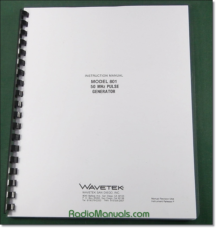 Wavetek 801 Instruction Manual