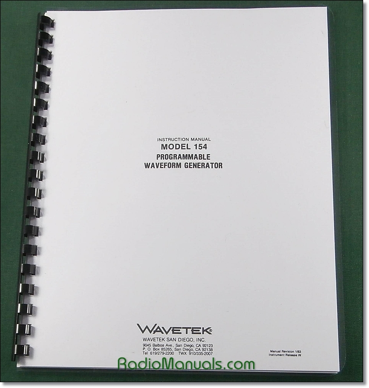 Wavetek 154 Programmable Waveform Generator Operator's Manual