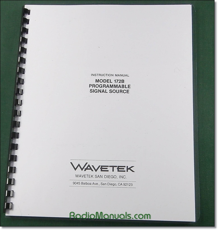 Wavetek 172b Programmable Signal Source Operator's Manual