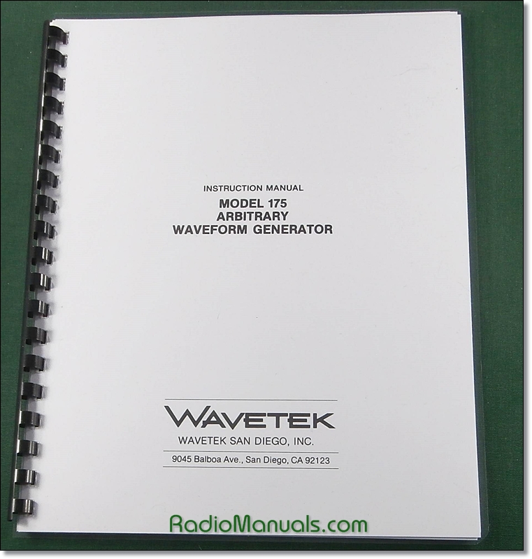 Wavetek 175 Arbitrary Signal Source Operator's Manual