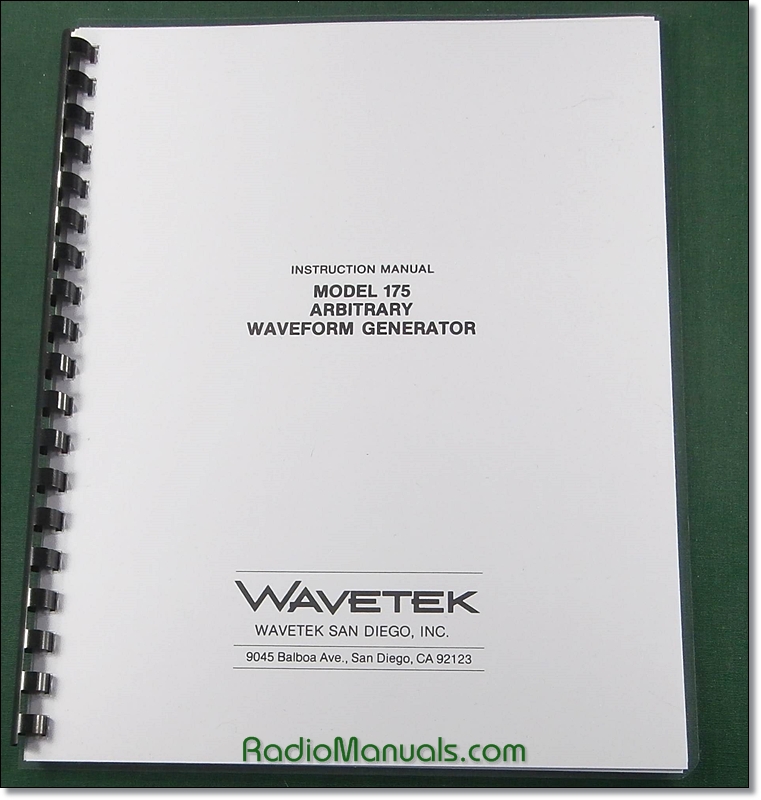 Wavetek 175 Arbitrary Signal Source Operator's Manual - Click Image to Close