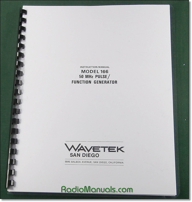 Wavetek 166 Pulse / Waveform Generator Operator's Manual