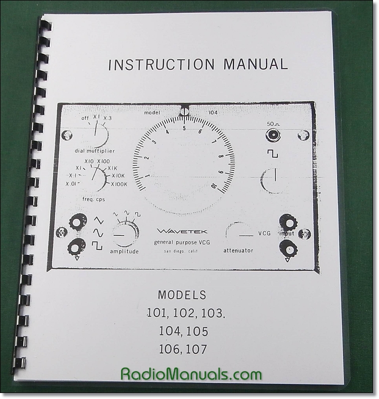 Wavetek Models 101-107 Function & Voltage Controlled Generator Manual