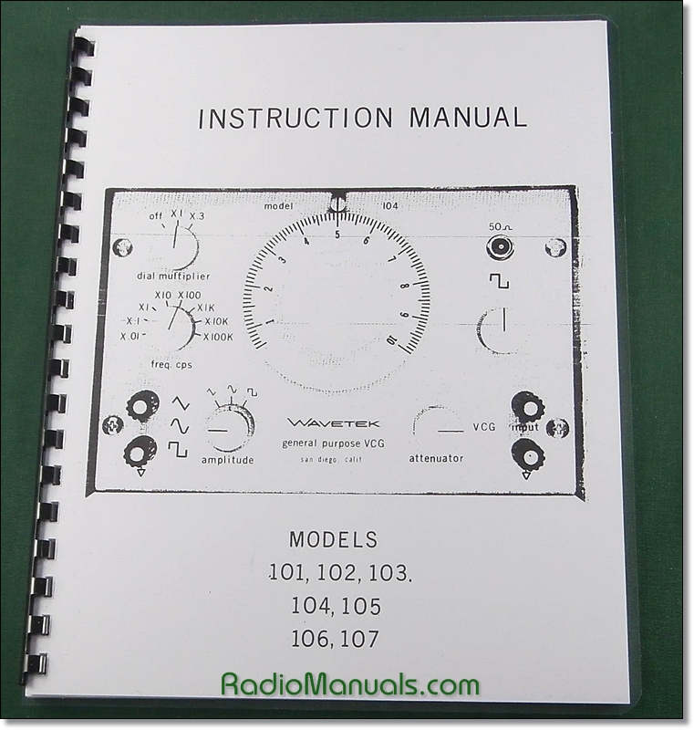 Wavetek Models 101-107 Function & Voltage Controlled Generator Manual - Click Image to Close