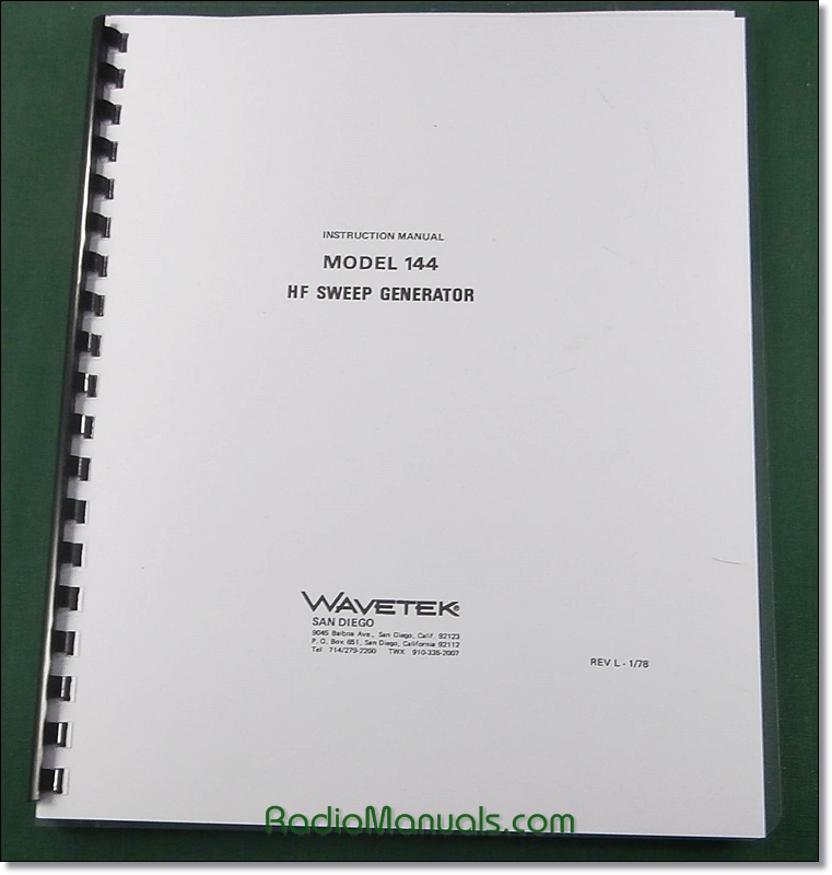 Wavetek 144 HF Sweep Generator Operator's Manual