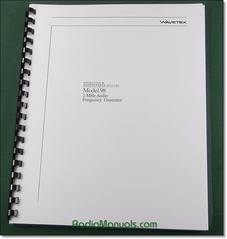 Wavetek 98 Audio Frequency Generator Operator's Manual