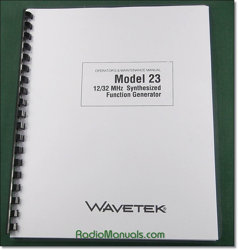 Wavetek 23 Synthesized Function Generator Operator's Manual