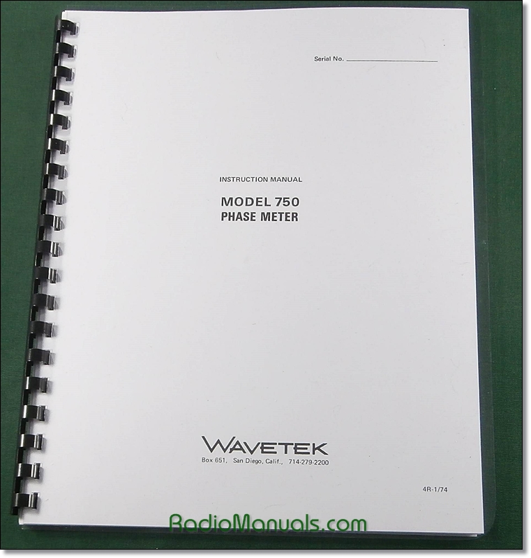 Wavetek 750 Instruction Manual