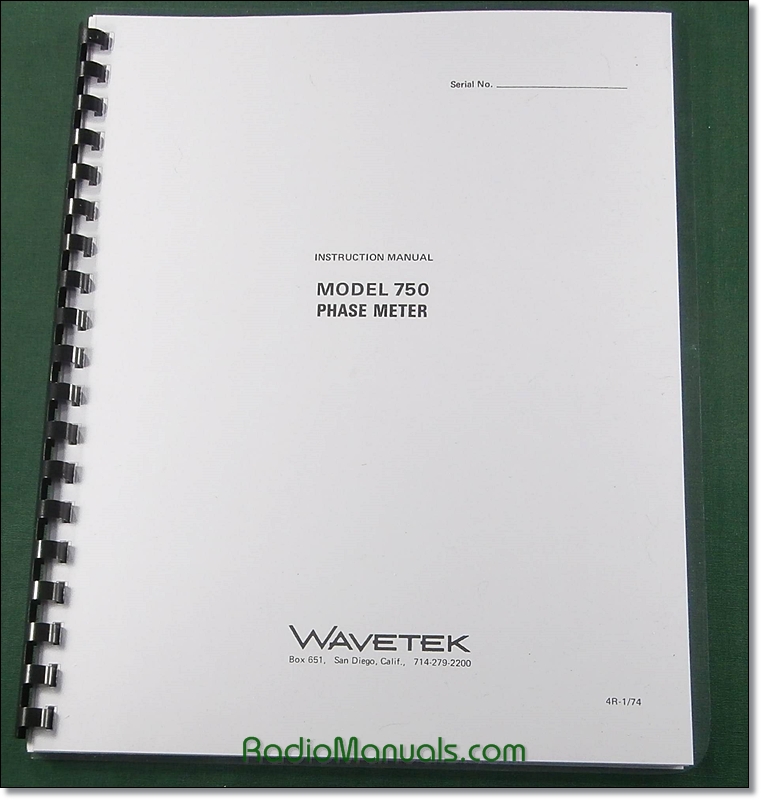 Wavetek 750 Instruction Manual - Click Image to Close