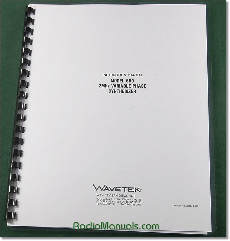 Wavetek 650 Instruction Manual