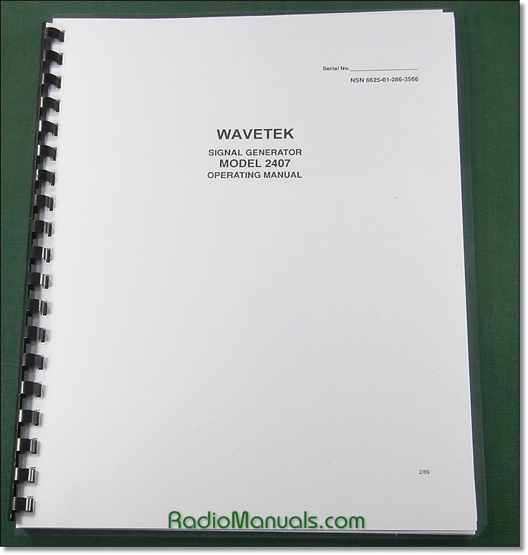 Wavetek 2407 Instruction Manual