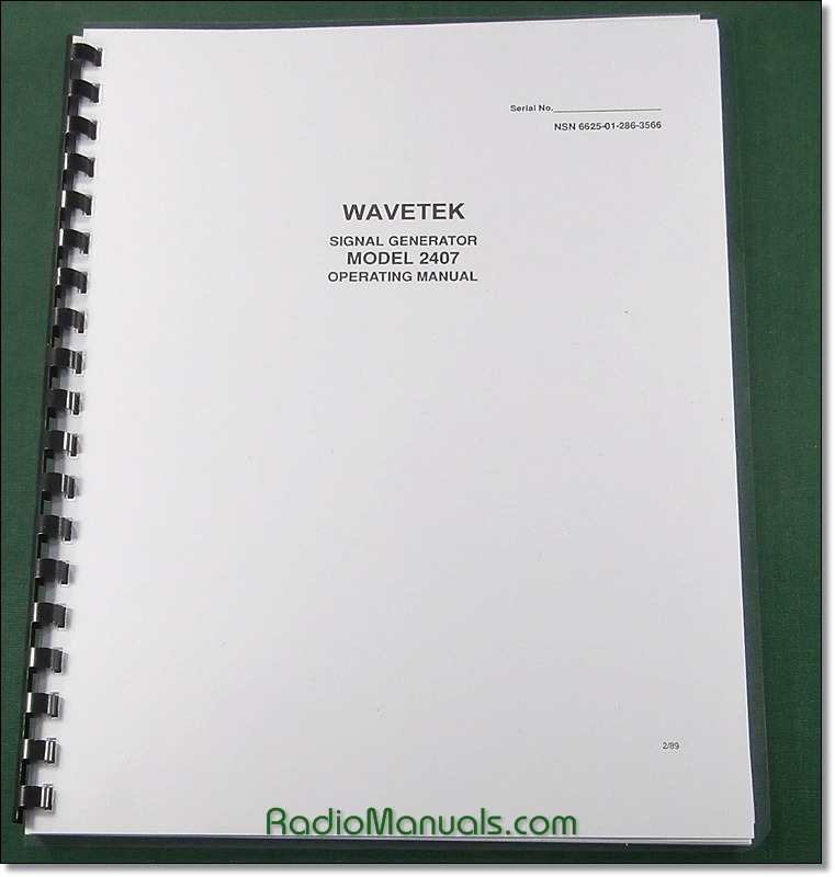 Wavetek 2407 Instruction Manual - Click Image to Close