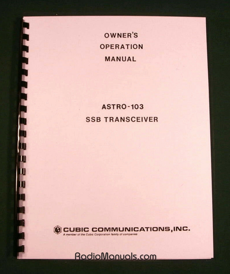 Cubic Astro 103 Operation Manual